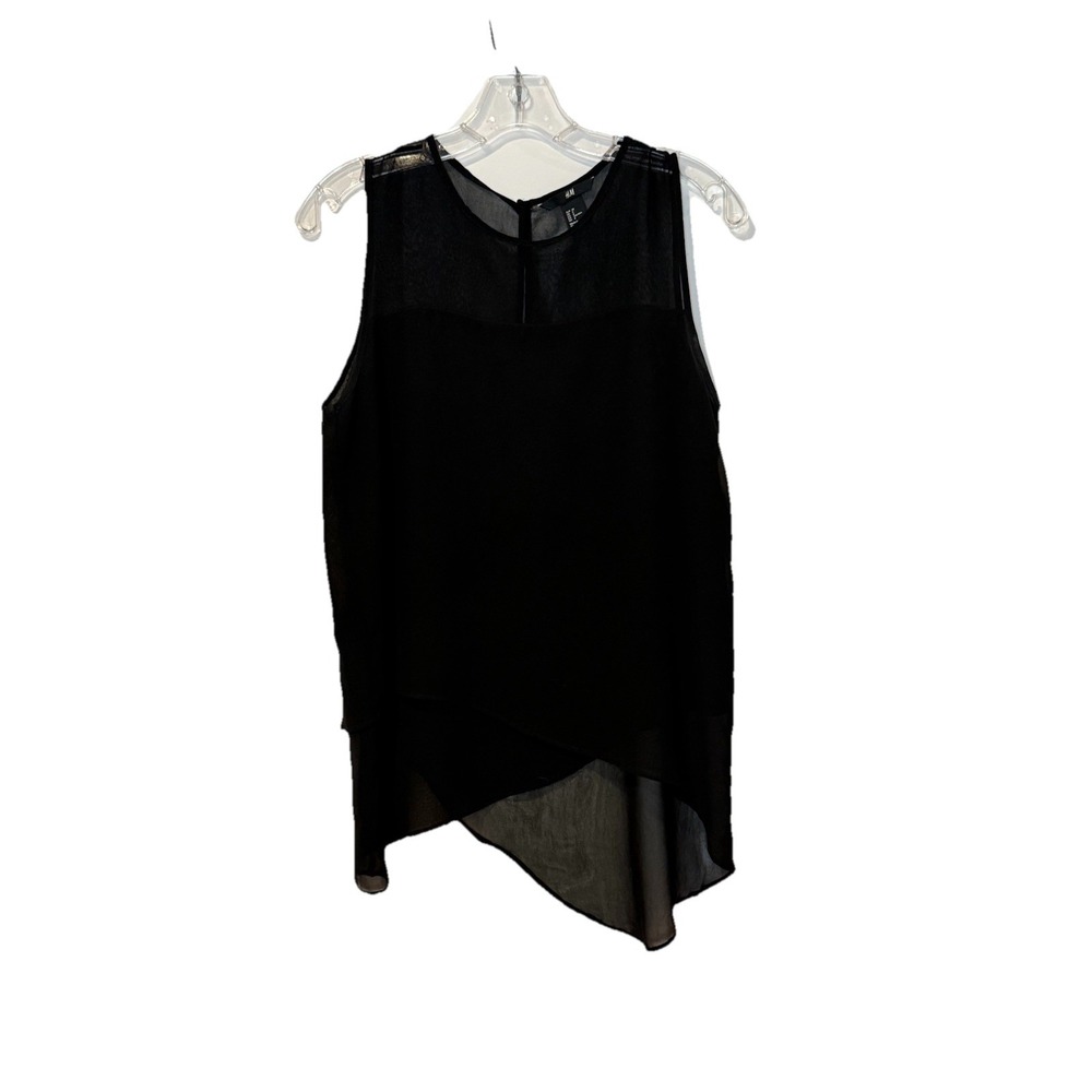 H&M Black Flowy Sheer Blouse Fairy Grunge Witchy Whimsigoth Top Sleeveless Sz 8